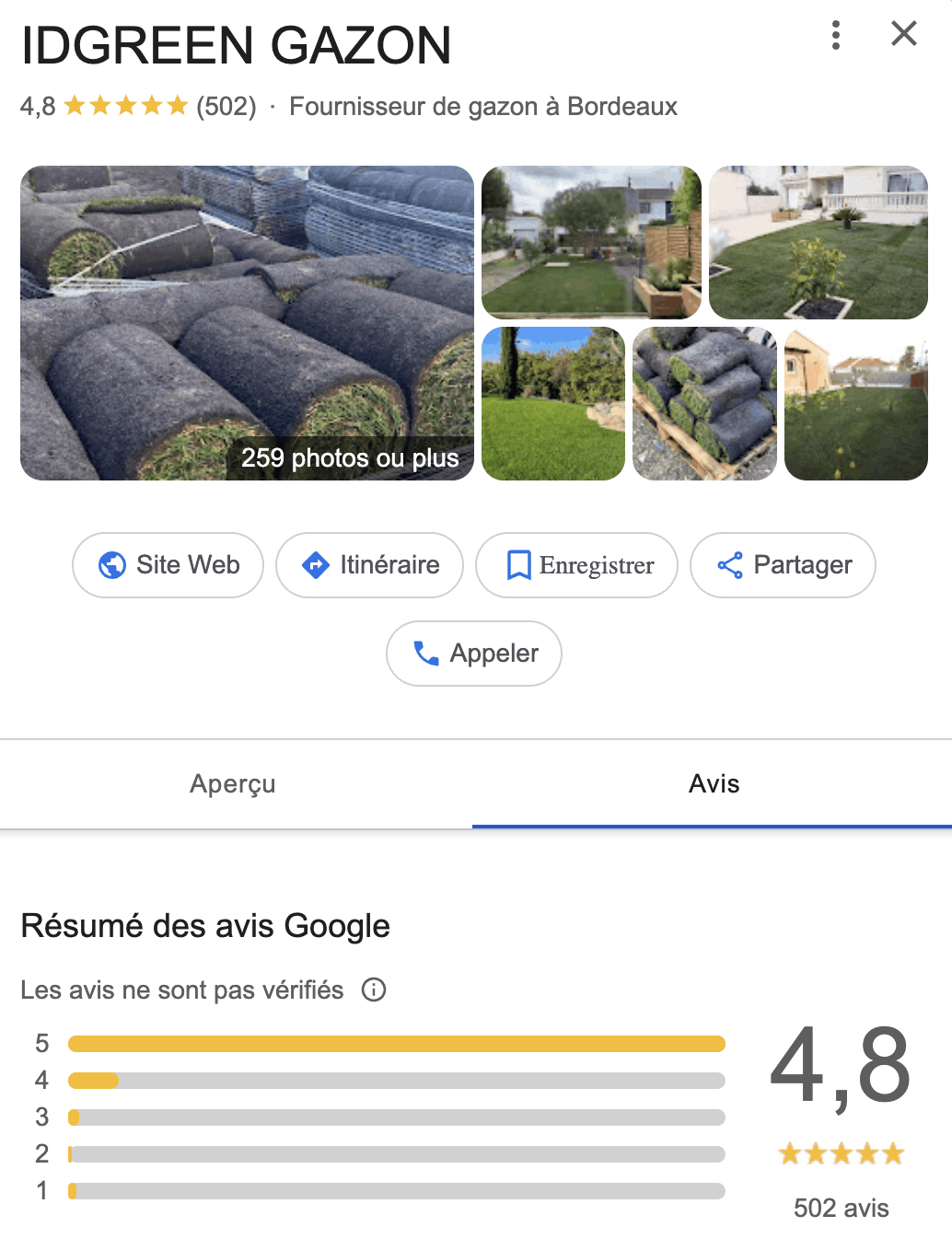 AVIS CLIENT IDGREEN GAZON